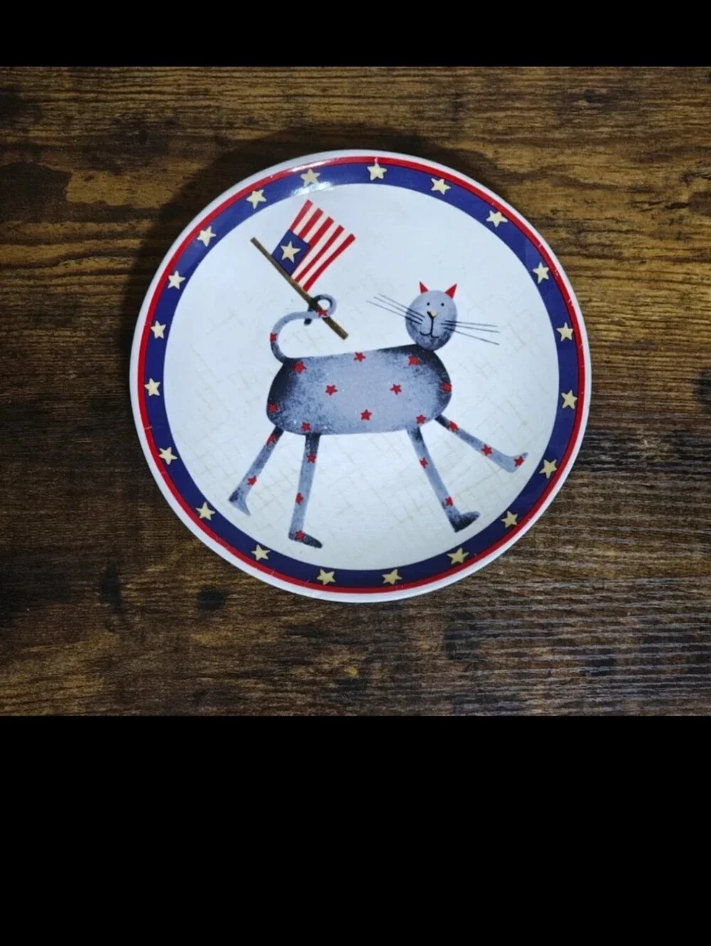 Rare Collectible Jo-Ann Fabric Debbie Mumm Red White & Blue Patriotic Plate